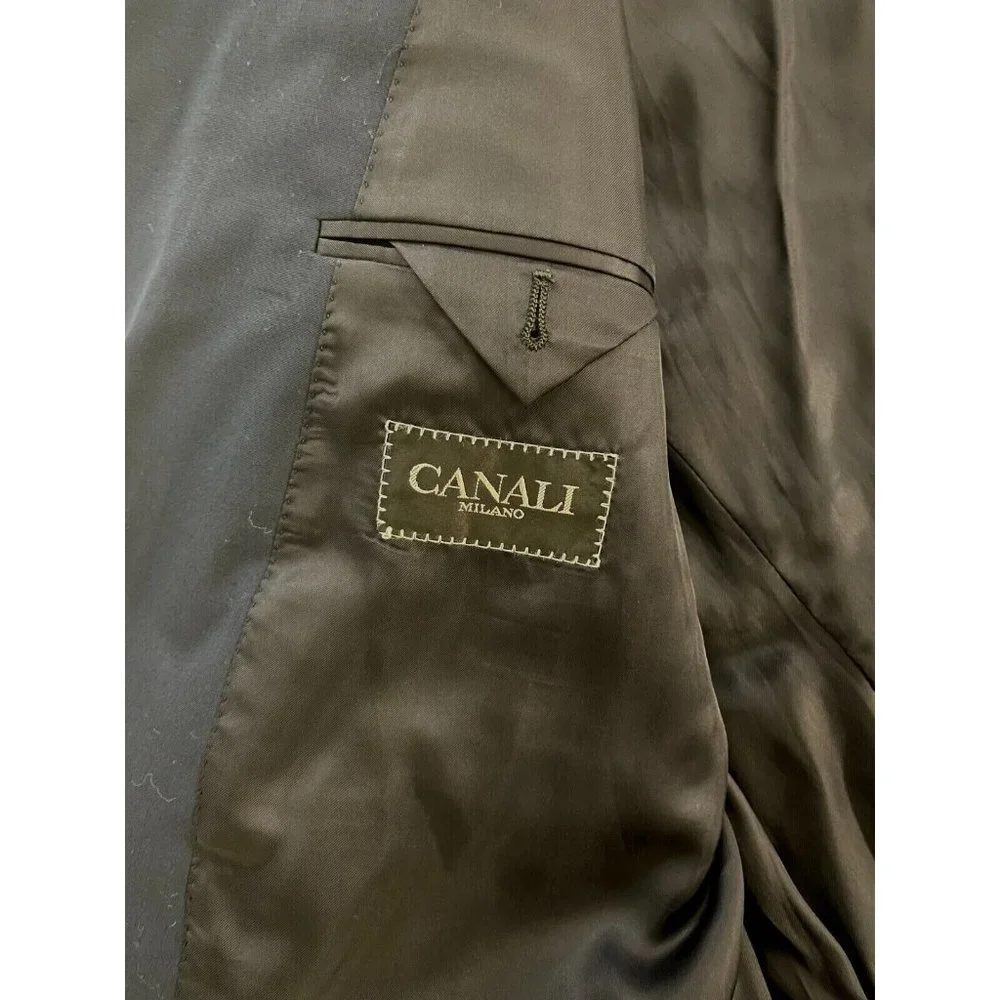 CANALI Vintage Super 100's Loro Piana Wool DB Peak Suit in‎ Navy Size 44 R